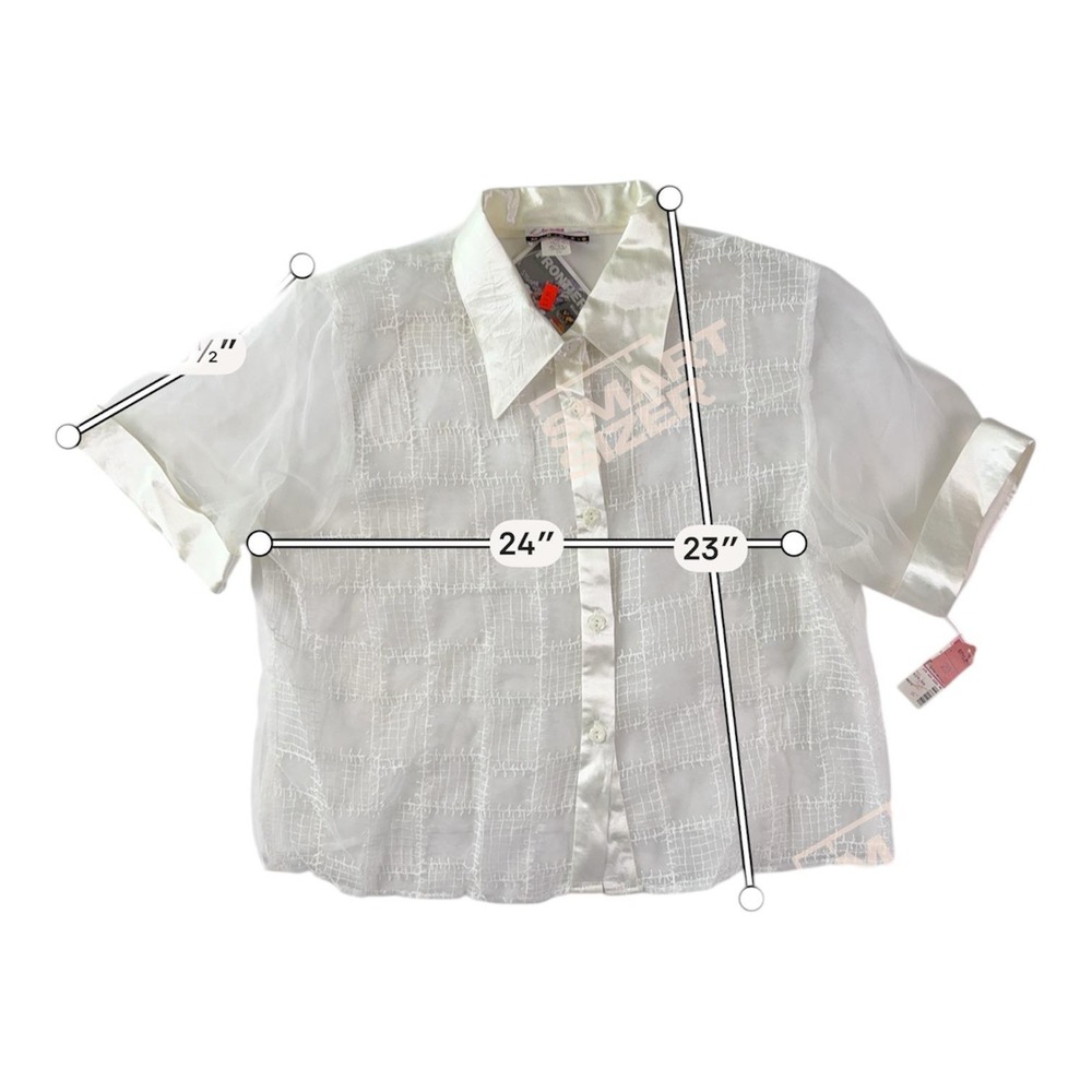 NWT Vintage Diana Marco Sheer Organza Top 20 90s Boxy‎ Ethereal Club Avant Garde - Picture 4 of 8